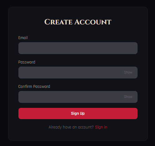 Sign Up Page
