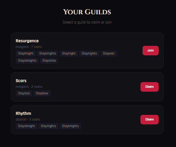 Guild Claim / Join